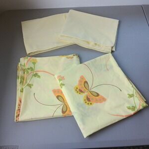 4 VTG Cannon‎ Gold Lable Pillowcases KING Butterfly STANDARD Butter Yellow Boho